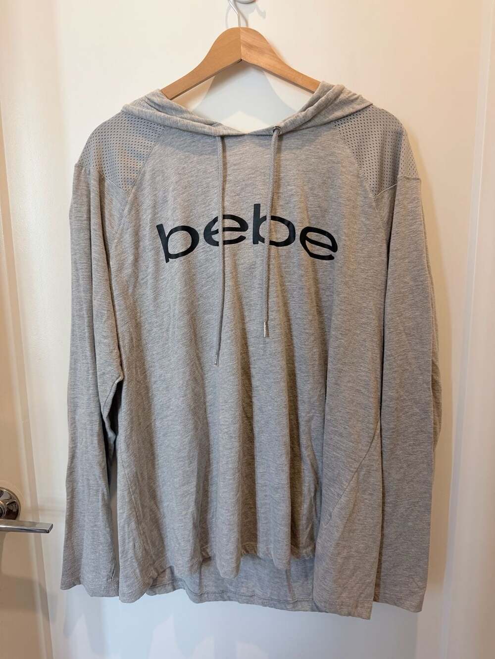 Bebe Sport Women's Gray Logo Athletic Long Sleeve Hoodie Size 3X